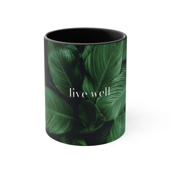 Live Well Peace Lily Houseplant Lovers Ceramic Coffee Mug - Coffee Garden Lover - Picture 1 of 4